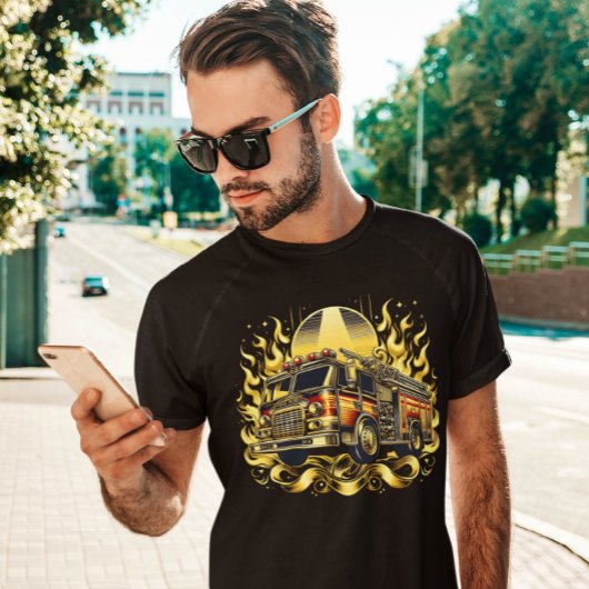Brandweerwagen in vlammen t-shirt