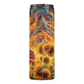 Brandweerwagen in Zonnebloemenveld Thermosbeker (Achterkant)