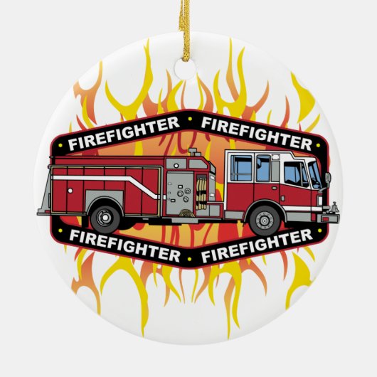 Brandweerwagen Keramisch Ornament (Achterkant)