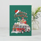 Brandweerwagen Kerstman slee Kerstman Kerst brandw Kaart (Staand voorkant)