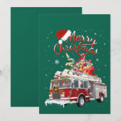 Brandweerwagen Kerstman slee Kerstman Kerst brandw Kaart (Voorkant / Achterkant)
