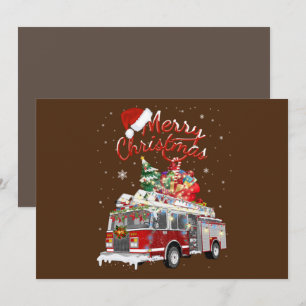 Brandweerwagen Kerstman slee Santa kerst brandweer Kaart