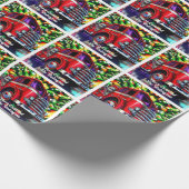 Brandweerwagen Kerstmis Cadeaupapier (Hoek)