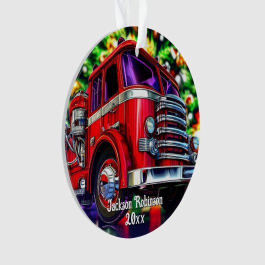 Brandweerwagen Kerstmis Ornament (voorkant)