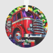 Brandweerwagen Kerstmis Ornament (achterkant)