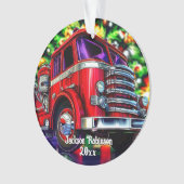 Brandweerwagen Kerstmis Ornament (voorkant)