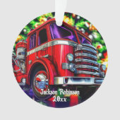 Brandweerwagen Kerstmis Ornament (voorkant)