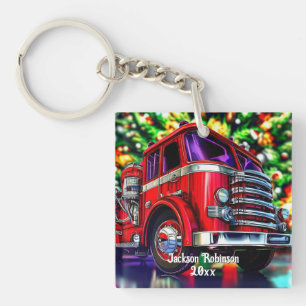Brandweerwagen Kerstmis Sleutelhanger