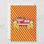 brandweerwagen, krijt, geboortedag kaart (Achterkant)