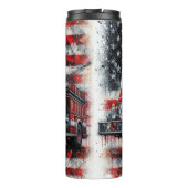 Brandweerwagen met Abstracte Amerikaanse vlag Thermosbeker (Achterkant)