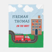 Brandweerwagen met voornaam kleine jongen fleece deken (Voorkant)