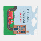 Brandweerwagen met voornaam kleine jongen fleece deken (Voorkant (Horizontaal))