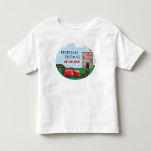Brandweerwagen met voornaam kleine jongen kinder shirts