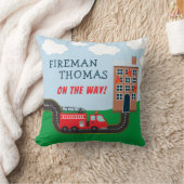 Brandweerwagen met voornaam kleine jongen kussen (Deken)