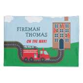 Brandweerwagen met voornaam kleine jongen kussensloop (Achterkant)