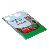 Brandweerwagen met voornaam kleine jongen notitieboek (Rechterzijde)