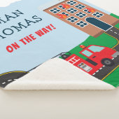 Brandweerwagen met voornaam kleine jongen sherpa deken (3/4)