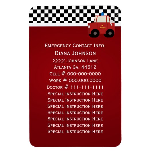 Brandweerwagen Noodsituatiecontact Magneet (Verticaal)