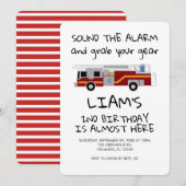 Brandweerwagen Noodvoertuig Rode Streep Uitnodigin Kaart (Voorkant / Achterkant)