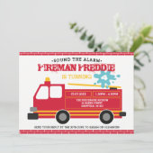 Brandweerwagen op uitnodiging van verjaardagsfeest (Staand voorkant)