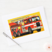 Brandweerwagen Partij Rechthoekige Sticker (Envelop)