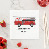 Brandweerwagen Partij Verjaardag Gepersonaliseerde Servetten (Insitu)
