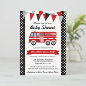 Brandweerwagen Polka Dot Bunting Baby shower Kaart (Staand voorkant)