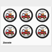 Brandweerwagen Polka Dots Ronde Sticker (Vel)