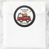 Brandweerwagen Polka Dots Ronde Sticker (Tas)