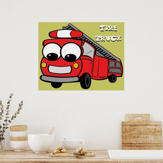 Brandweerwagen - poster (Keuken)