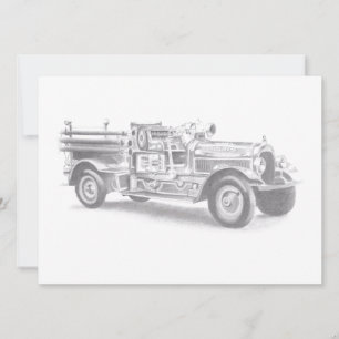 brandweerwagen potlood schetsen brandweertekening aankondiging