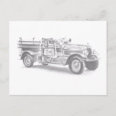 brandweerwagen potlood schetsen brandweertekening aankondigingskaart (Voorkant)