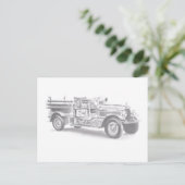  brandweerwagen potlood schetsen brandweertekening aankondigingskaart (Staand voorkant)