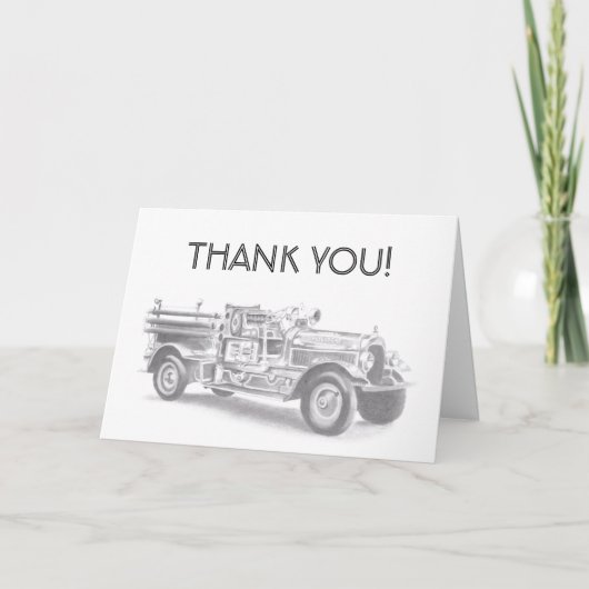  brandweerwagen potlood schetsen brandweertekening bedankkaart (Voorkant)