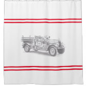  brandweerwagen potlood schetsen brandweertekening douchegordijn (Voorkant)