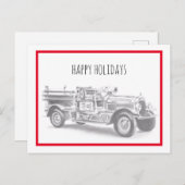  brandweerwagen potlood schetsen brandweertekening feestdagenkaart (Voorkant / Achterkant)