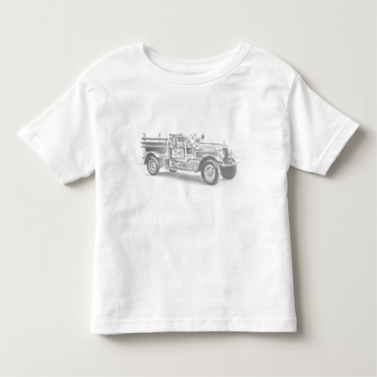  brandweerwagen potlood schetsen brandweertekening kinder shirts (Voorkant)