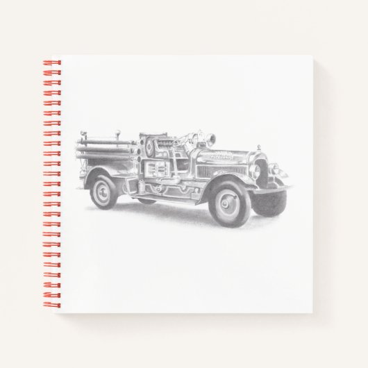  brandweerwagen potlood schetsen brandweertekening notitieboek (Voorkant)