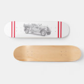 brandweerwagen potlood schetsen brandweertekening persoonlijk skateboard (Horizontaal)