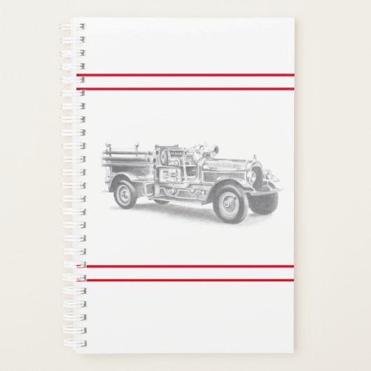  brandweerwagen potlood schetsen brandweertekening planner (Voorkant)