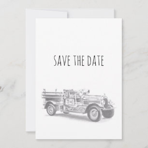brandweerwagen potlood schetsen brandweertekening save the date