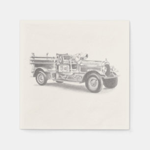 brandweerwagen potlood schetsen brandweertekening servet