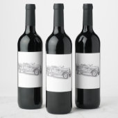  brandweerwagen potlood schetsen brandweertekening wijn etiket (Flessen)