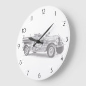  brandweerwagen potloodschets brandweerman tekenen grote klok (Hoek)