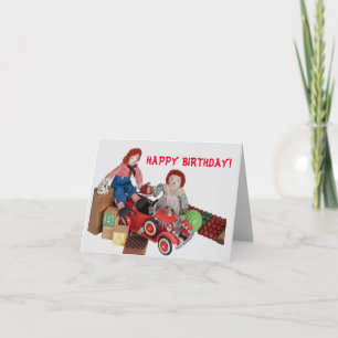 Brandweerwagen Raggedy Ann Andy voor jongen meisje Feestdagen Kaart