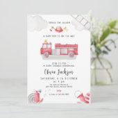 Brandweerwagen roept alle eenheden baby shower kaart (Staand voorkant)