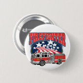 Brandweerwagen Ronde Button 5,7 Cm (Voorkant /achterkant)