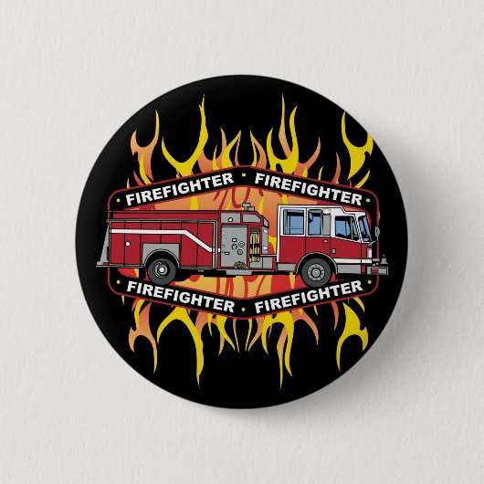 Brandweerwagen Ronde Button 5,7 Cm (Voorkant)