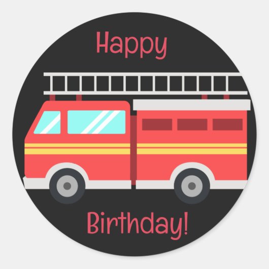 Brandweerwagen ronde sticker (Voorkant)