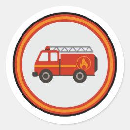 Brandweerwagen ronde sticker